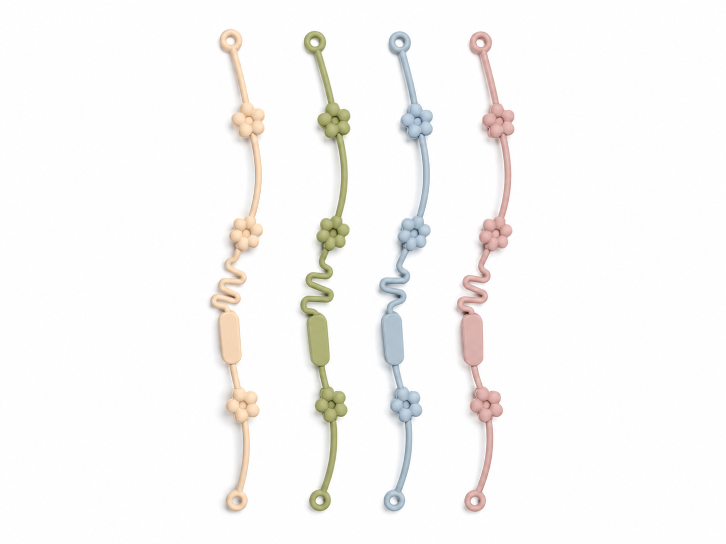 Silicone Pram & Toy Straps – Set of 4